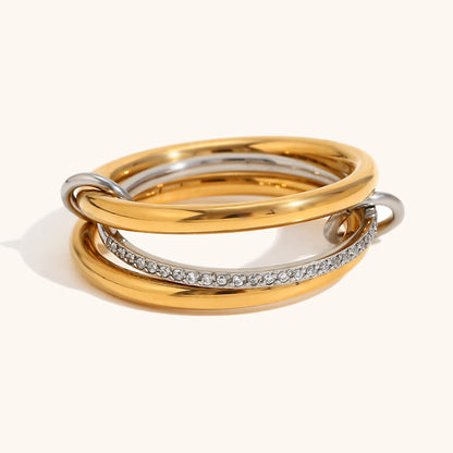 14K Gold Multi-layer Two-color Diamond Ring