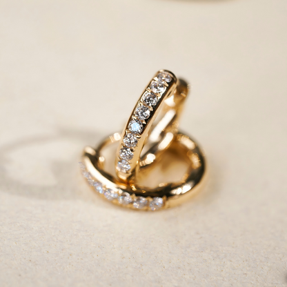 French Twist CZ Huggie Earrings