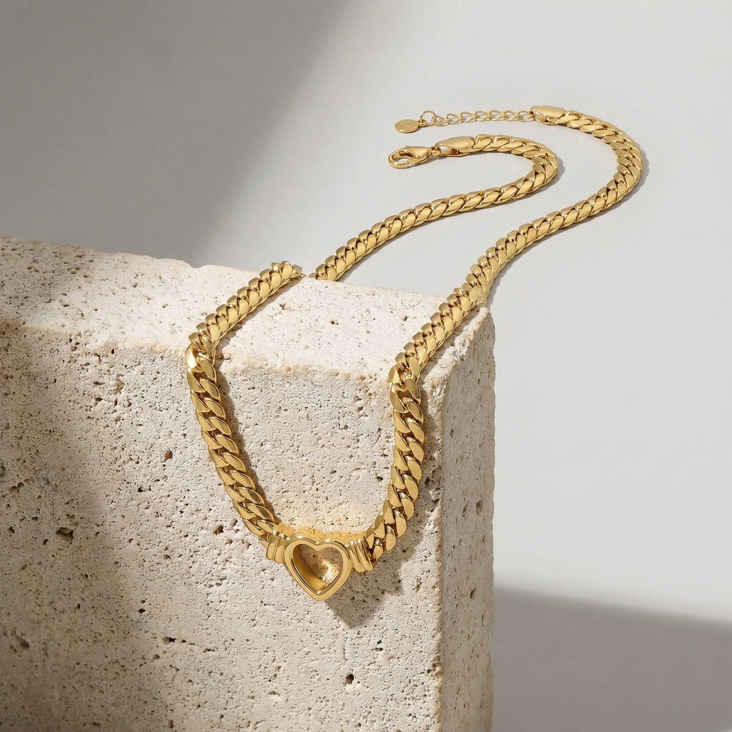 Serene Heart 18K Gold Snake Chain