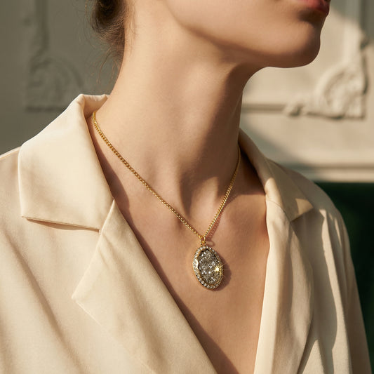 Antique Crystal Oval Necklace