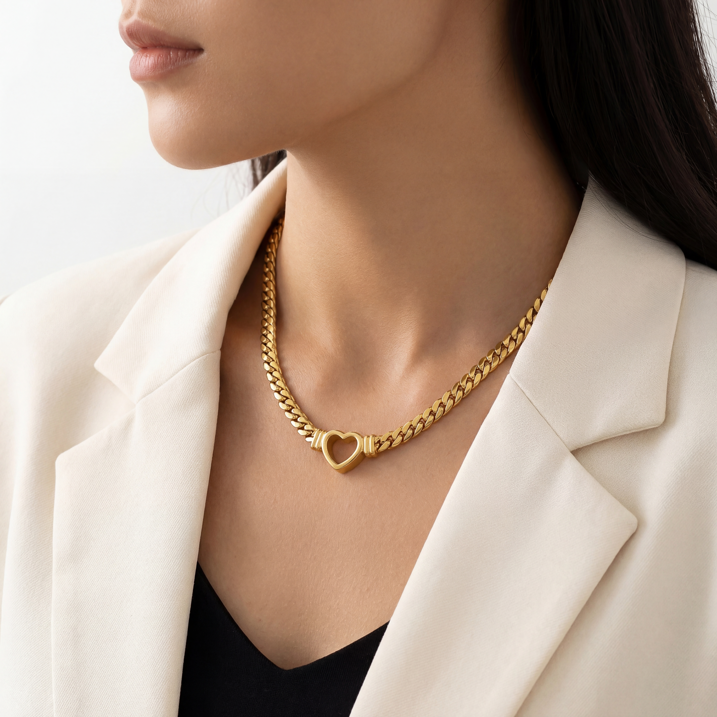 Serene Heart 18K Gold Snake Chain