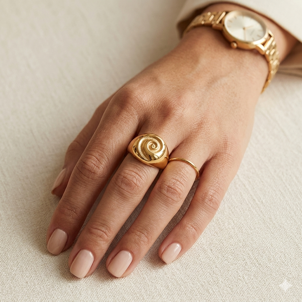 Solaris 18K Gold Sculptural Spiral Dome Ring