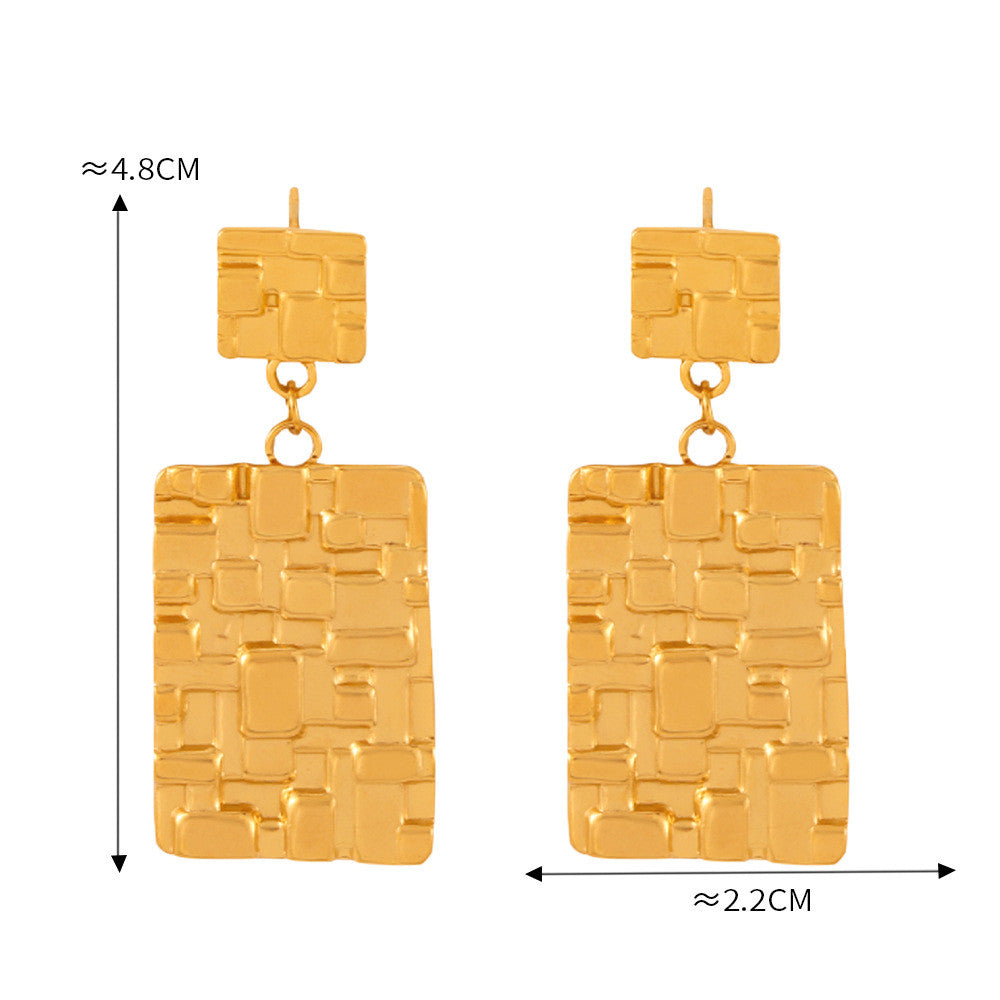 14k GOLD Geometric Texture Pearl Stud Earring