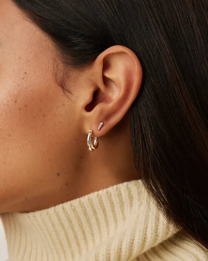 Mixed Metal Crossover Hoop Earrings