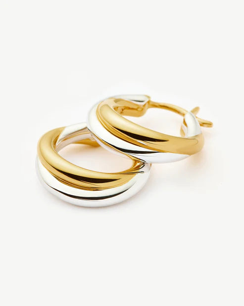 Mixed Metal Crossover Hoop Earrings