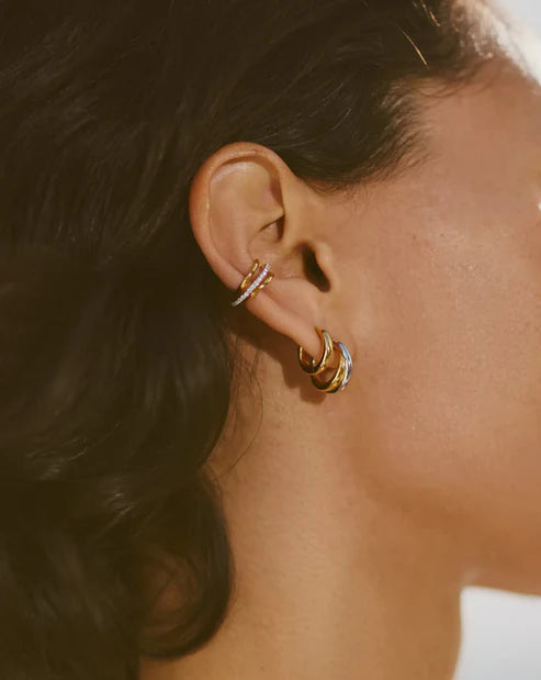 Mixed Metal Crossover Hoop Earrings
