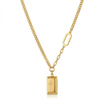 Solid Light 18K Gold Mini Bar Necklace