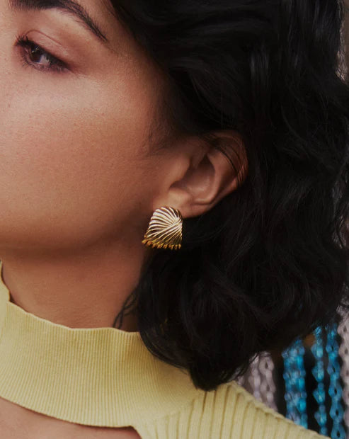 Ripple Ridge Statement Stud Earrings