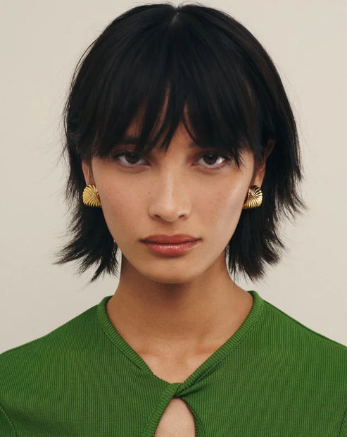 Ripple Ridge Statement Stud Earrings
