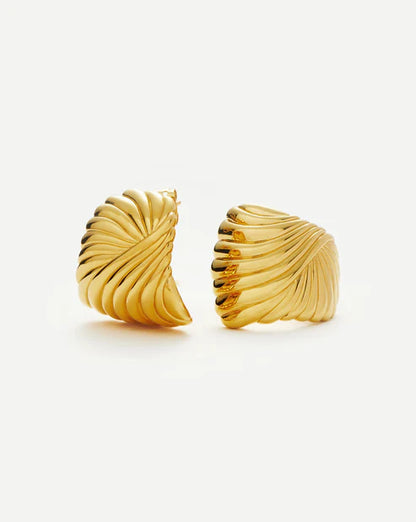 Ripple Ridge Statement Stud Earrings