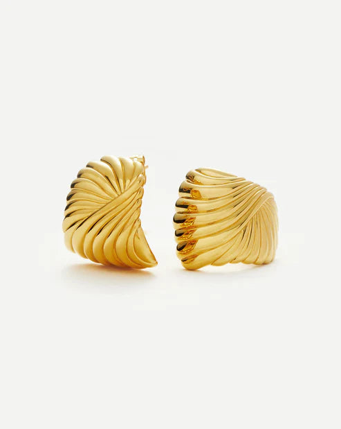 Ripple Ridge Statement Stud Earrings
